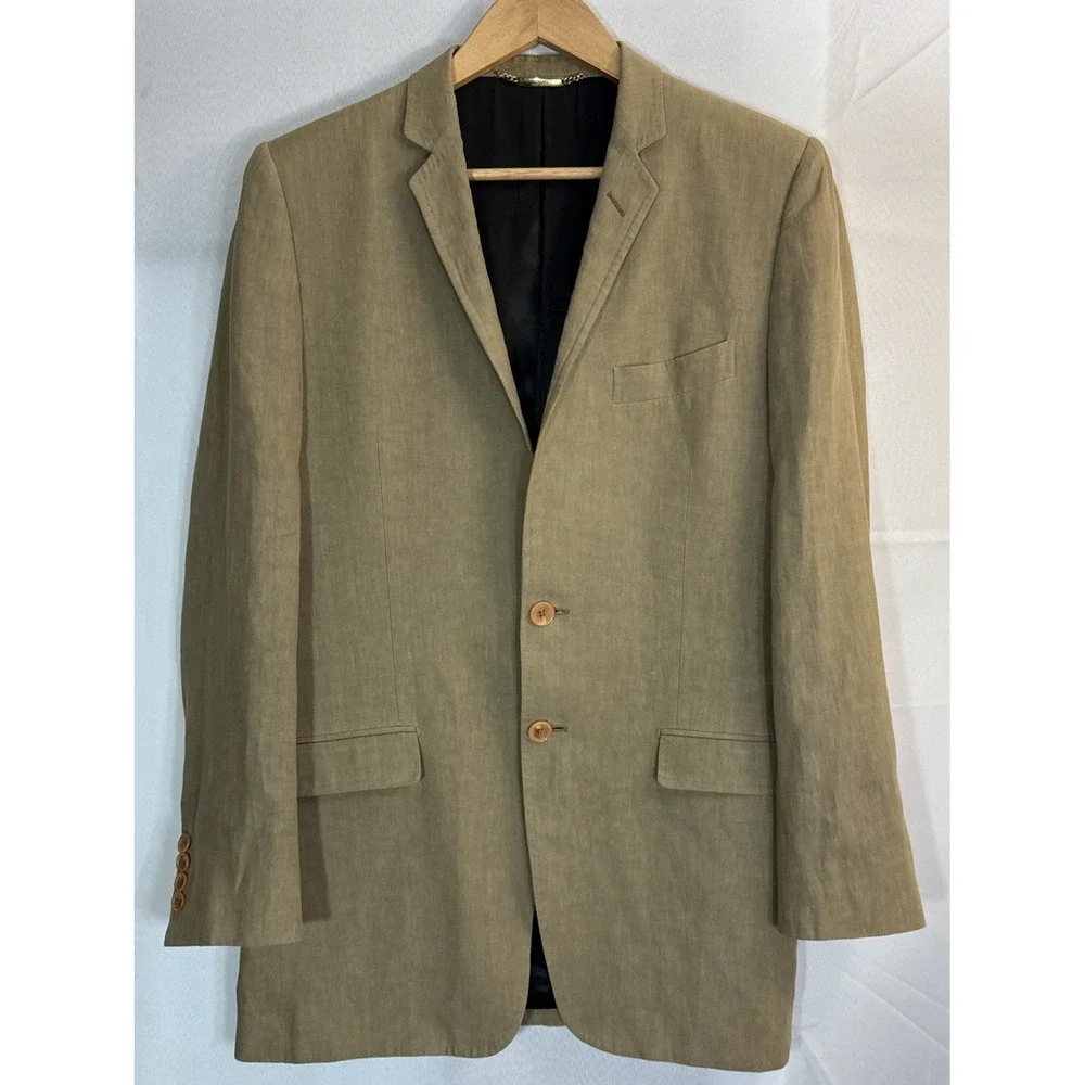 Dolce & Gabbana Beige 100% Linen Men's Suit 40R Made in Italy Authentic